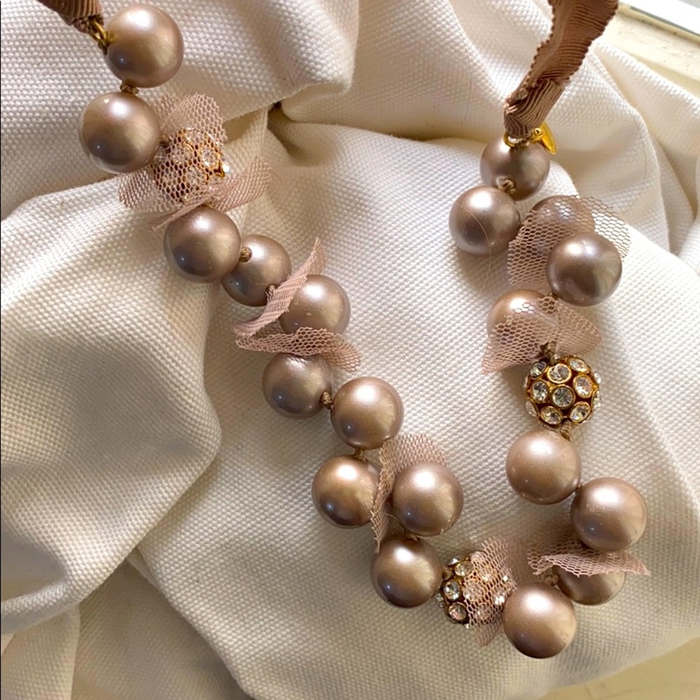 J. Crew Petal and Pearl Ribbon Necklace